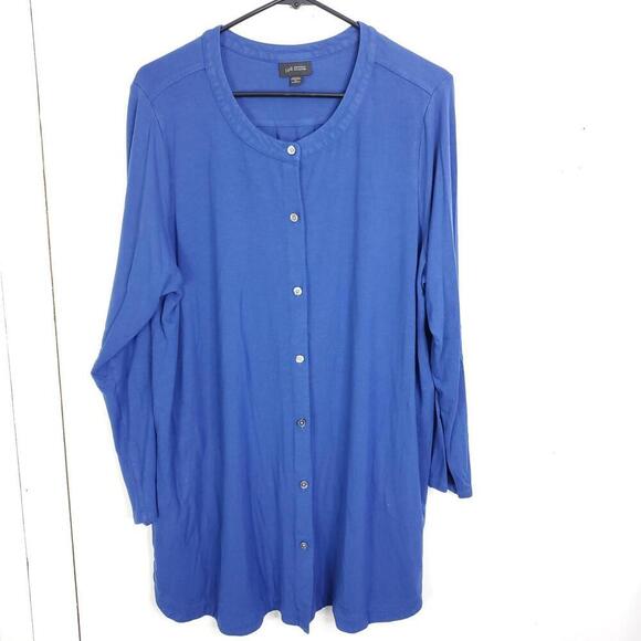 J Jill Shirt Womens 2X Button Front Mandarin Collar Stretchy Wearever Long Sleev - Picture 1 of 10